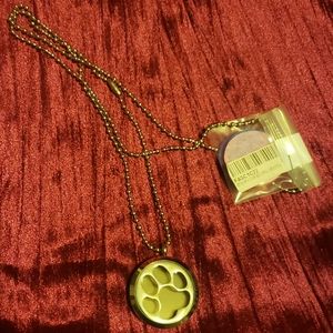 Silver Dog Paw Essential Oil Diffuser Necklac NEW